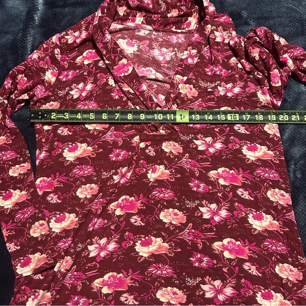 April Cornell Carolina Shawl Collar Floral Long Sleeve Top V-Neck Cottagecore XL - Picture 7 of 7